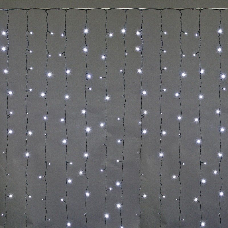 сведодиодный занавес 2*2м 300LED, провод темно-зелёный