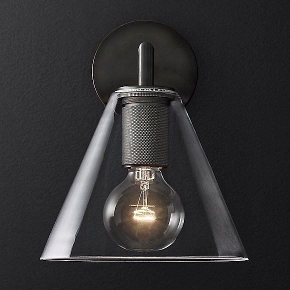 Бра RH Utilitaire Funnel Shade Single Sconce Black арт