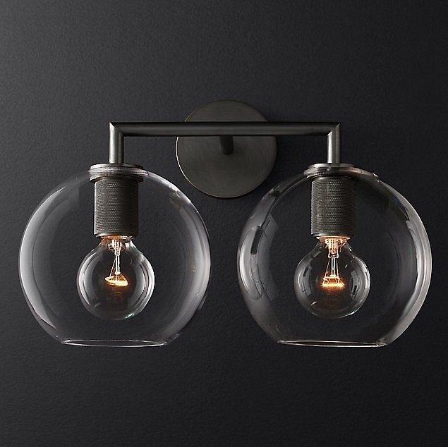 Бра RH Utilitaire Globe Shade Double Sconce Black арт