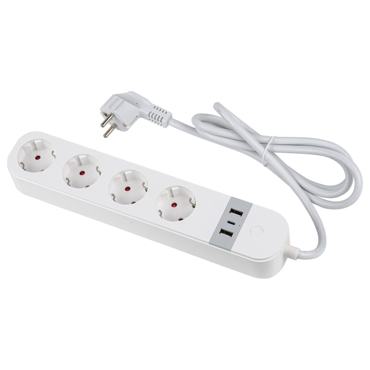 P-GCL4-1,8 A201/UC/WF WHITE Умный сетевой фильтр Wi-Fi, 1.8м (Пвс 3х1,5), 4 гнезда, с/з, 2USB+Type-C (5В, 3A). 16A. До 3680Вт. Голосово