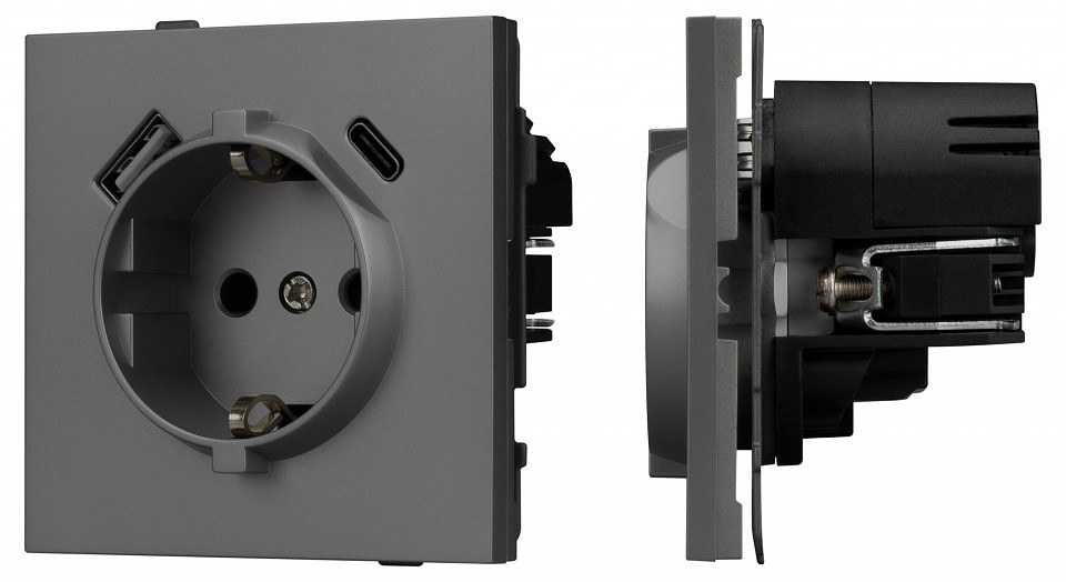 Розетка 2хUSB type A и C без рамки Arlight SCT-TENDO 054609