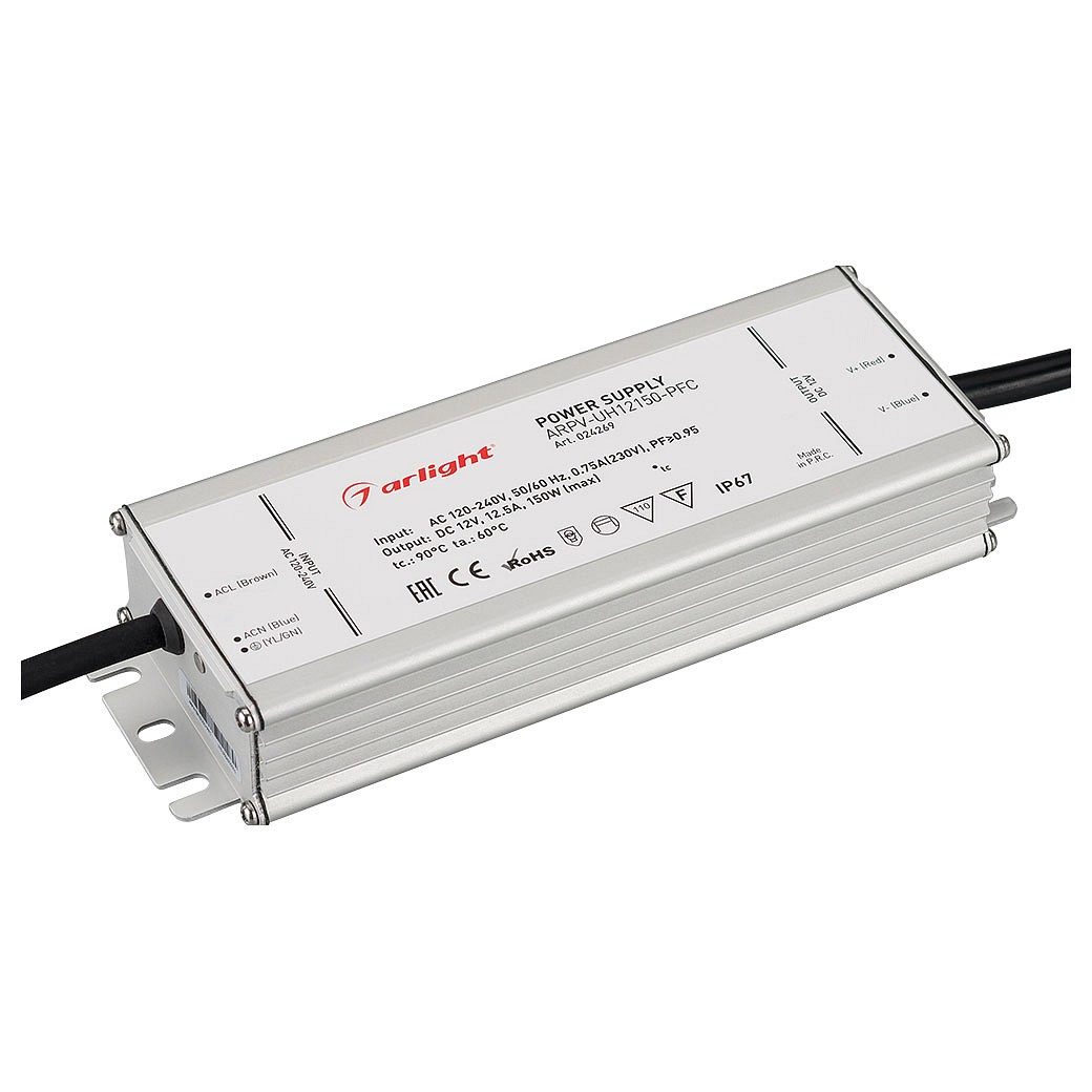 Блок питания ARPV-UH12150-PFC (12V, 12.5A, 150W) (Arlight, IP67 Металл, 7 лет)