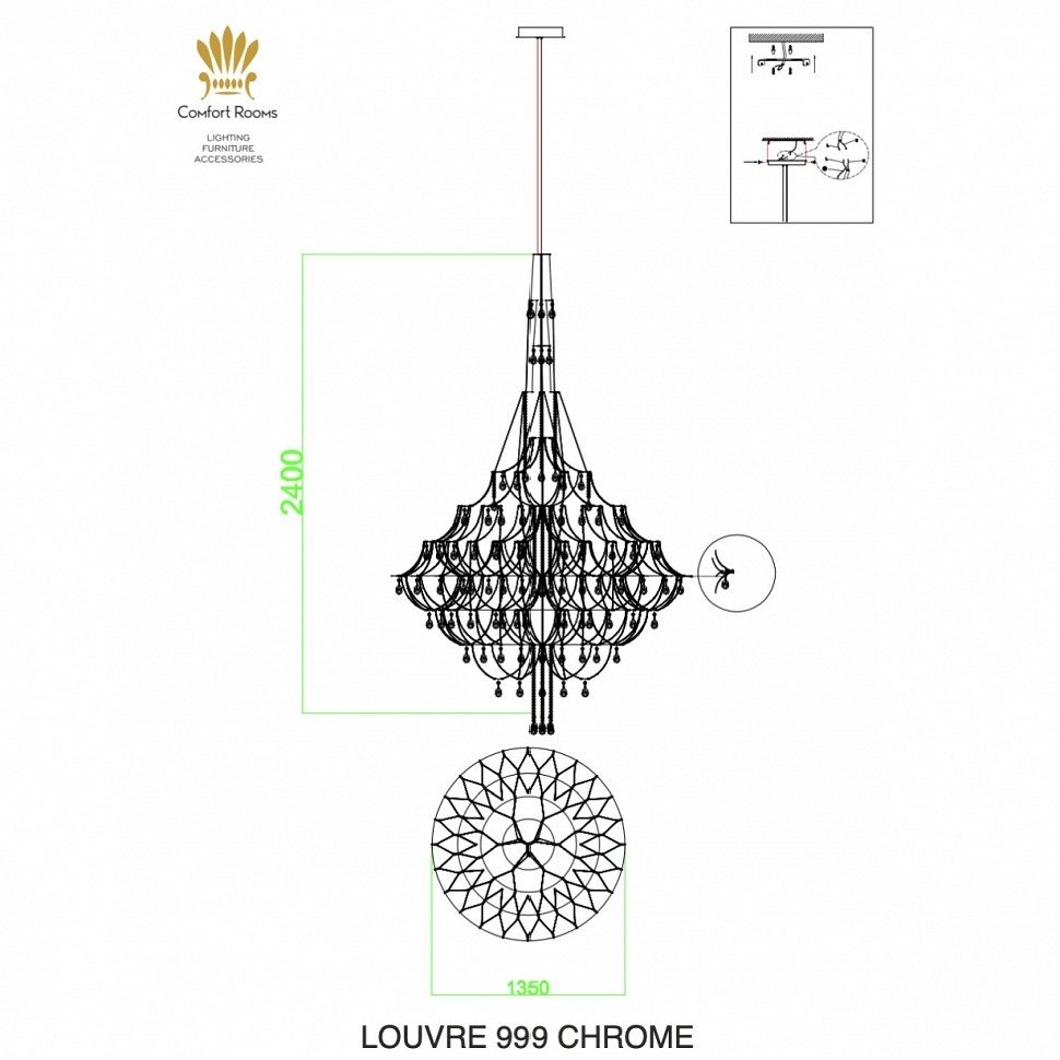 Подвесная люстра iLamp LOUVRE 999 CR