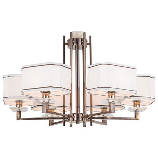L'ARTE LUCE люстра (ZB50167/6D) dark brown,creamy white fabric shade,K9 crystal plate