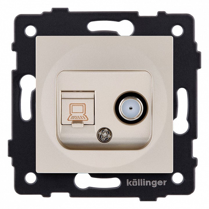 Розетка двойная спутниковая SAT + RJ45 Cat.6, золотой Kollinger для Aspekt, Eleganz, Reflex