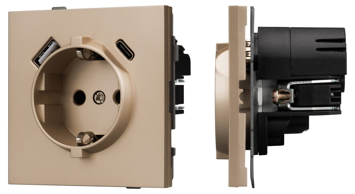 Розетка 2хUSB type A и C без рамки Arlight SCT-TENDO 054089