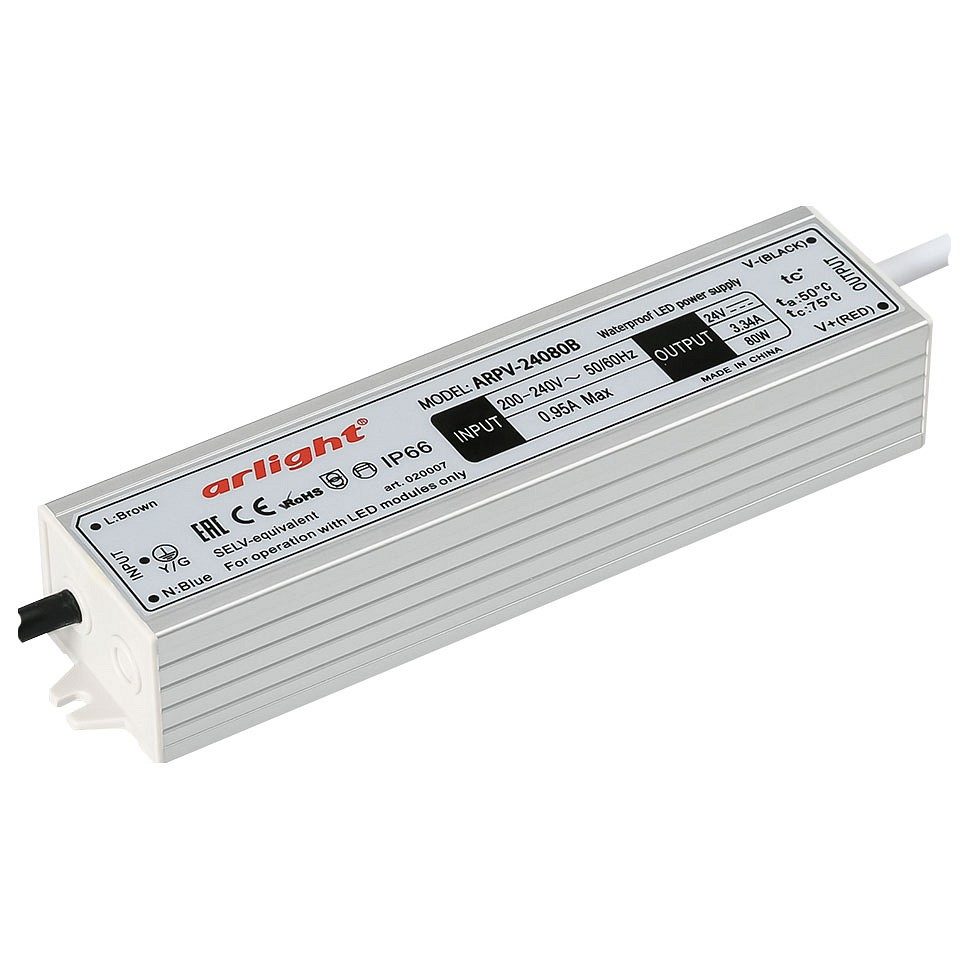 Блок питания ARPV-24080-B (24V, 3.3A, 80W) (Arlight, IP67 Металл, 3 года)