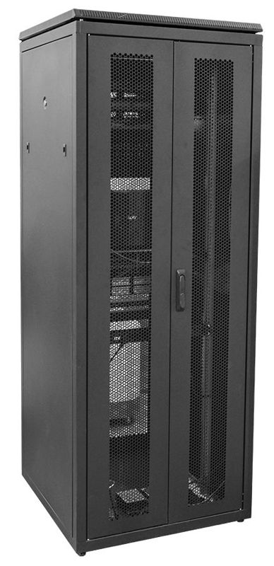 Шкаф напольный LINEA N 42U 600х800мм дверь передн. перфорир.; задн. распашная перфорир. RAL9005 черн. ITK LN05-42U68-P2P-SBZ