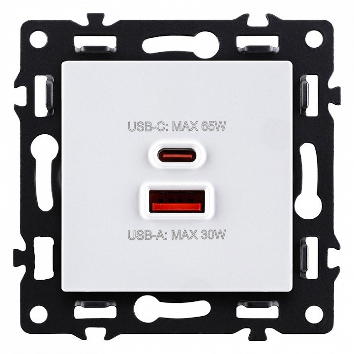 Розетка 2хUSB type A и C без рамки Kollinger Asthetik AS-024WH