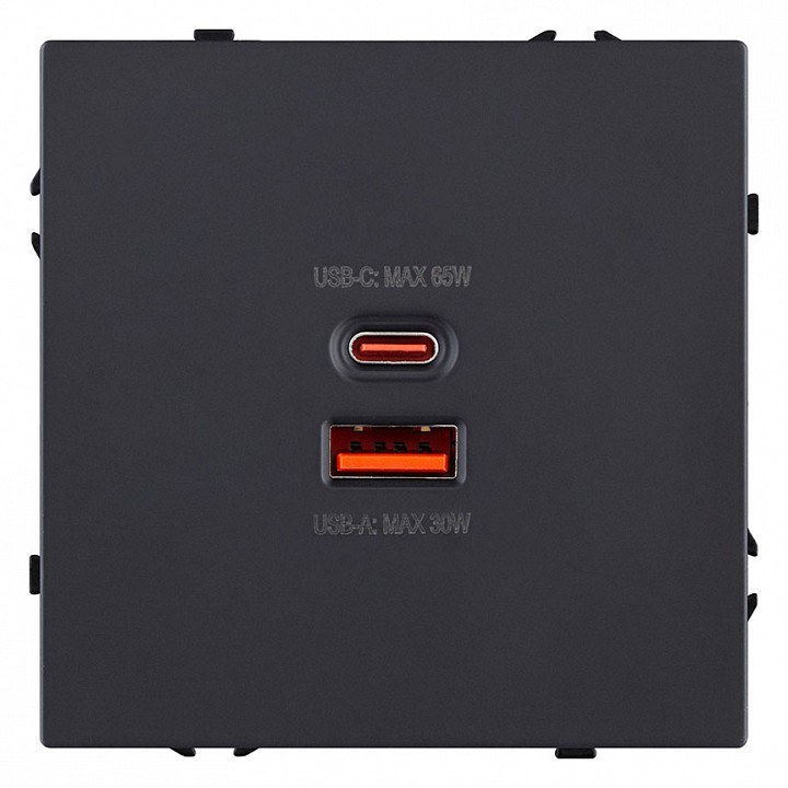 Розетка 2хUSB type A и C без рамки Kollinger Eclipse EC-024BK