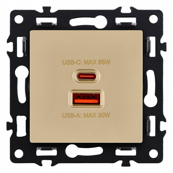 Розетка 2хUSB type A и C без рамки Kollinger Asthetik AS-024GD