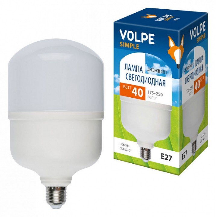 LED-M80-40W/DW/E27/FR/S Лампа светодиодная. Матовая. Серия Simple. Дневной свет (6500K). Картон. ТМ Volpe.