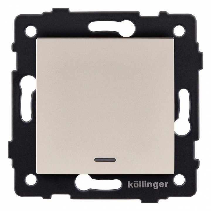 Выключатель 1-клавишный перекрестный 10А/250В с LED подсветкой, золотой Kollinger для Aspekt, Eleganz, Reflex