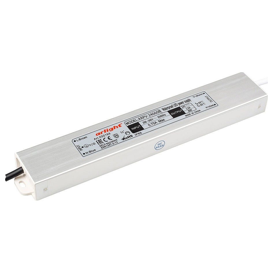 Блок питания ARPV-24060-SLIM-B (24V, 2.5A, 60W) (Arlight, IP67 Металл, 3 года)