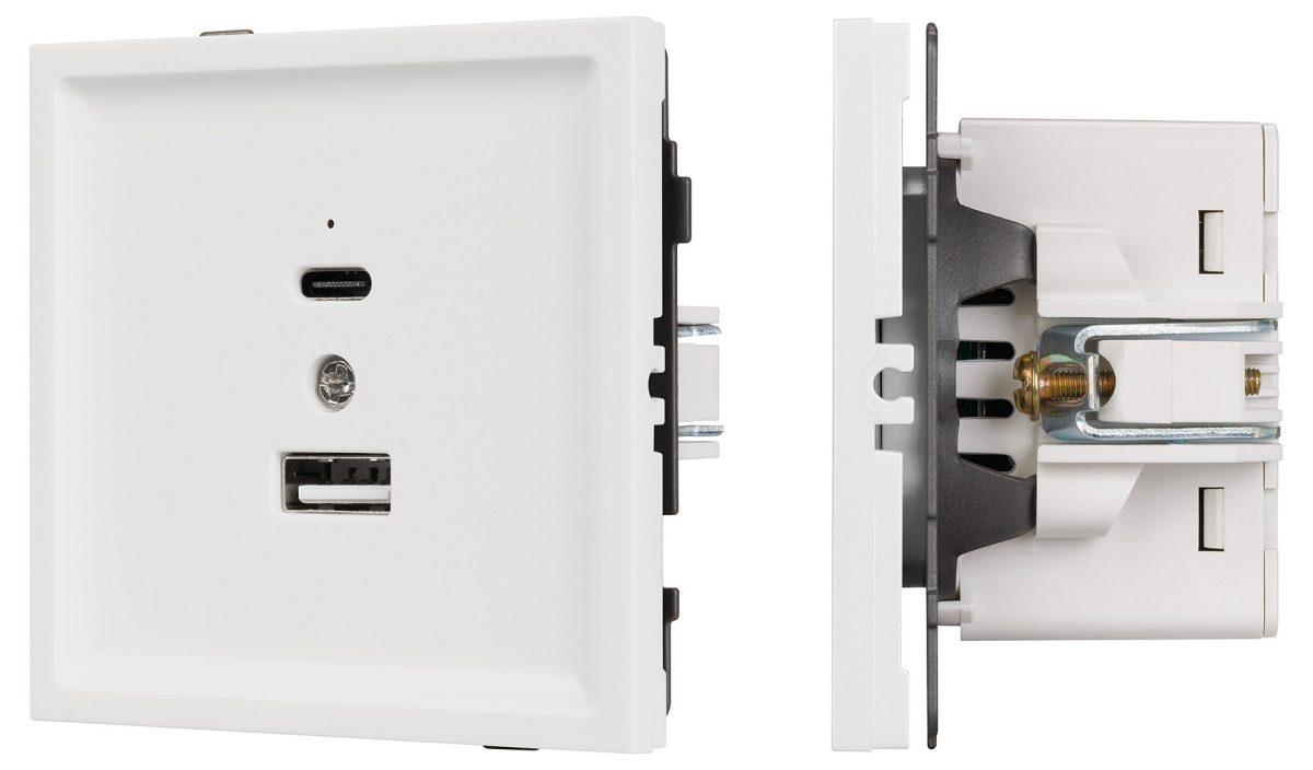Розетка 2хUSB type A и C без рамки Arlight SCT-TENDO 054539