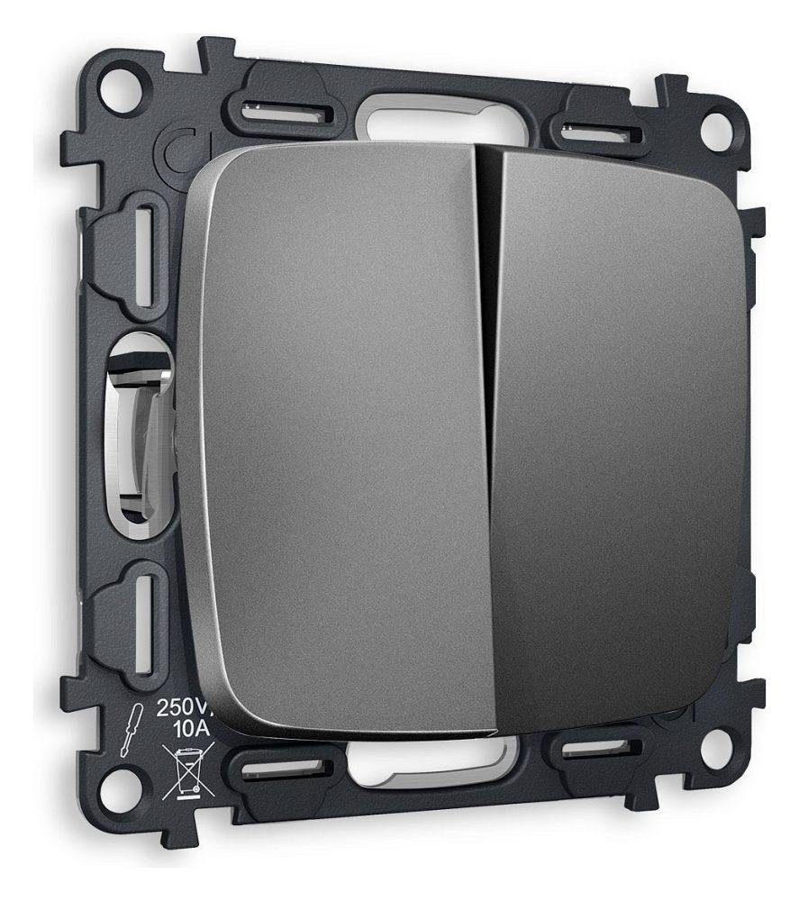Выключатель двухклавишный без рамки Ambrella Volt OMEGA MO653010