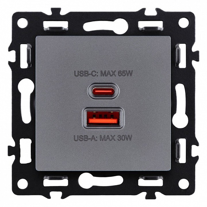 Розетка 2хUSB type A и C без рамки Kollinger Asthetik AS-024GY
