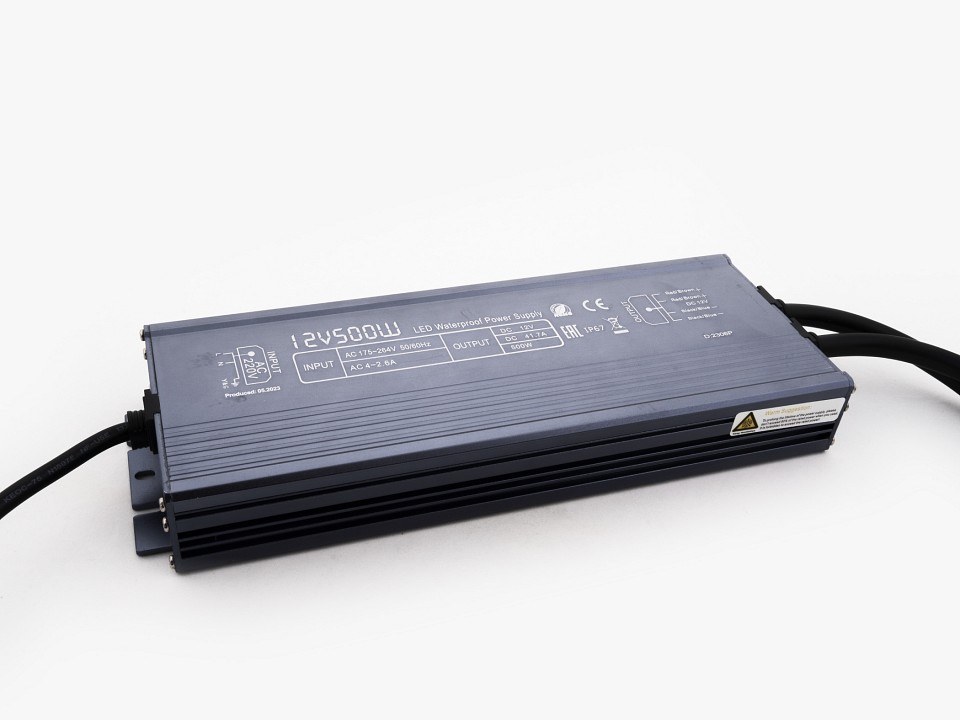 Блок питания 500Вт 12В IP67 алюминий SLIM