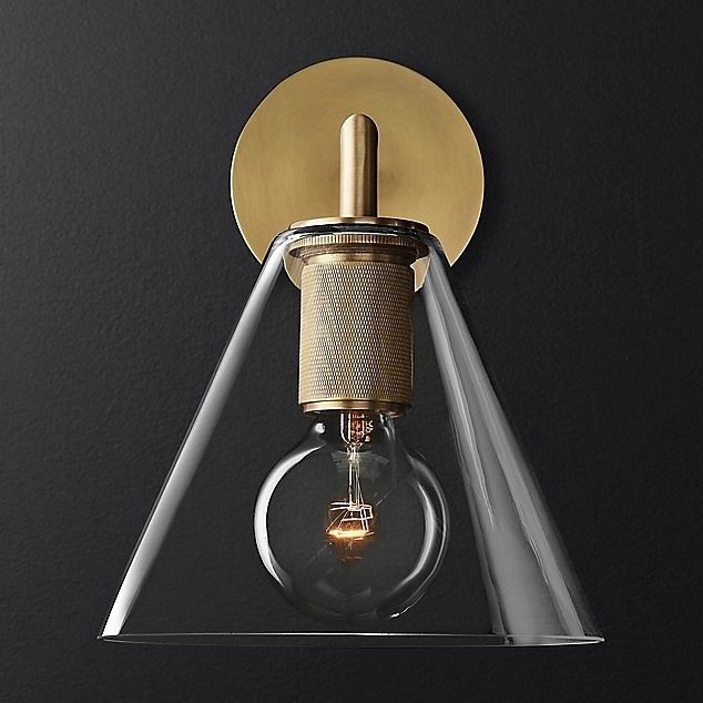 Бра RH Utilitaire Funnel Shade Single Sconce Brass арт