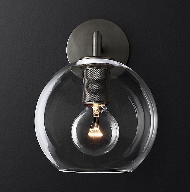 Бра RH Utilitaire Globe Shade Single Sconce Black арт