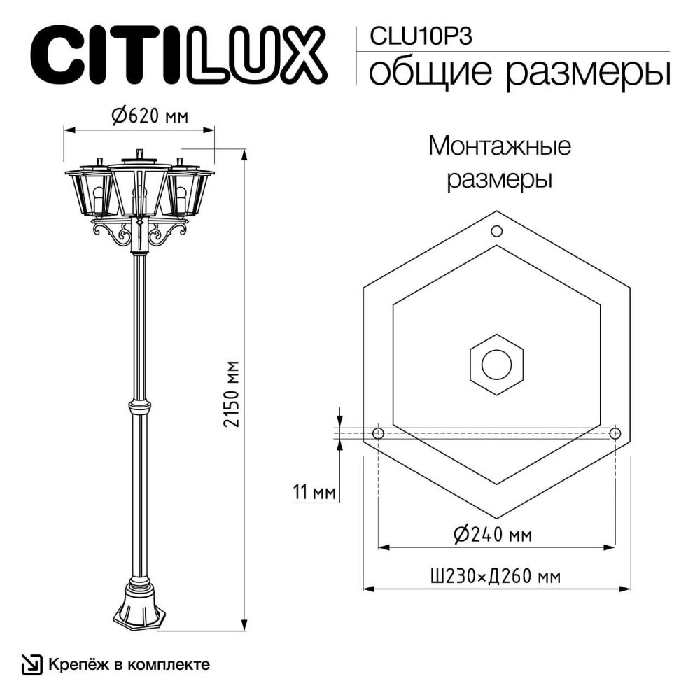 Фонарный столб Citilux FORTS CLU10P3