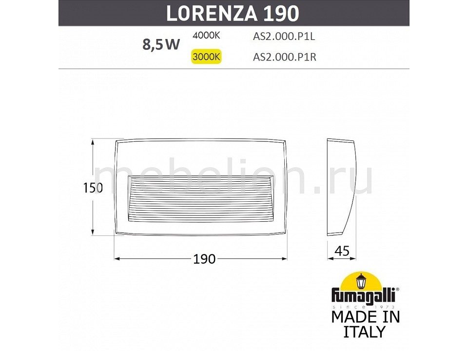 Накладной светильник Fumagalli Lorenza AS2.000.000.LXK1L