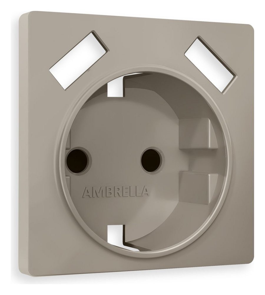 Накладка для розетки с заземлением и со шторками и 2хUSB type A Ambrella Volt ALFA AP3690