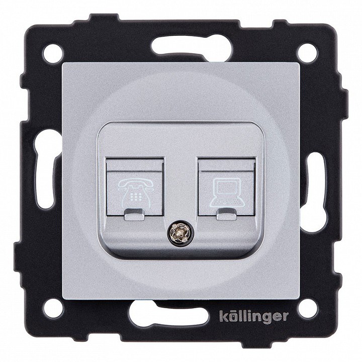 Розетка двойная RJ11 + RJ45 Cat.6, серый Kollinger для Aspekt, Eleganz, Reflex