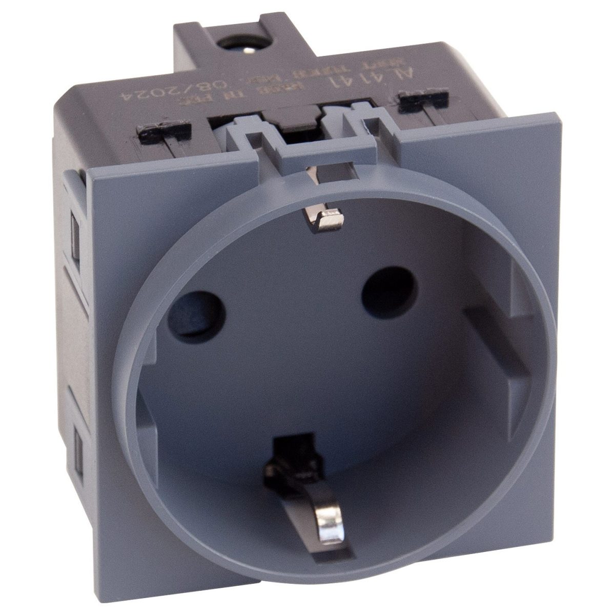 Розетка 220V с/з со шторками винтовой зажим 16A (Грифель матовый) MEITON