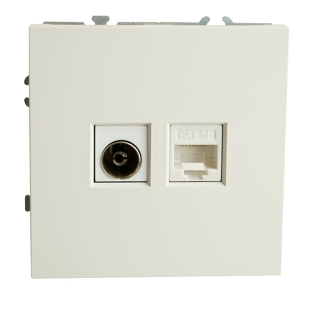 ТВ-розетка и розетка Ethernet RJ-45 без рамки Stekker Эмили 49872
