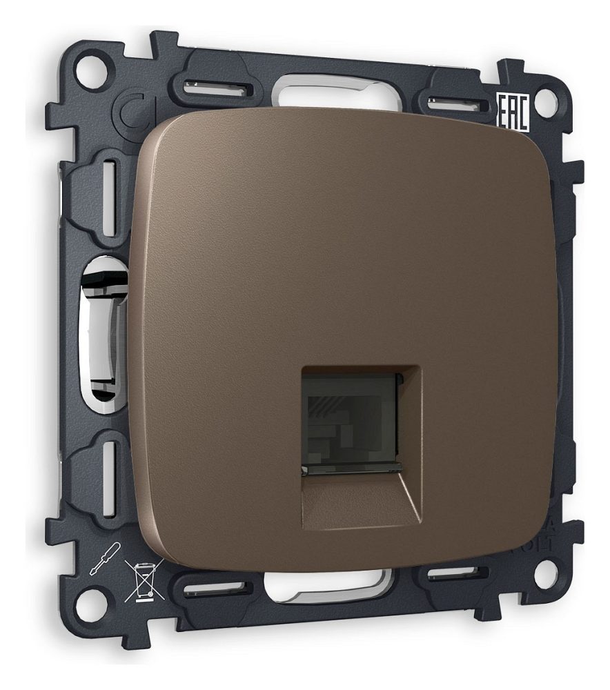 Розетка Ethernet RJ-45 и со шторками, без рамки Ambrella Volt OMEGA MO642010