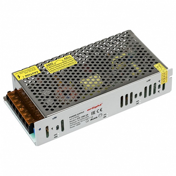Блок питания JTS-180-24 (0-24V, 7.5A, 180W) (Arlight, IP20 Сетка, 2 года)