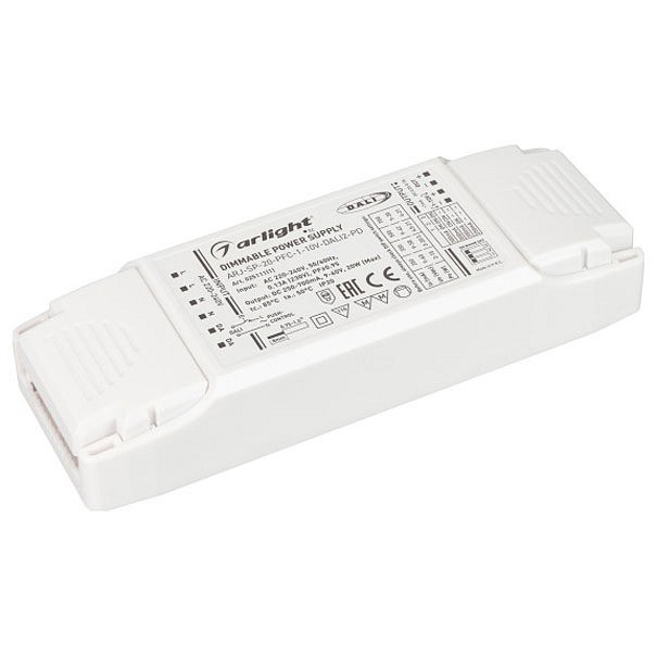 Блок питания ARJ-SP-20-PFC-1-10V-DALI2-PD (20W, 250-700mA) (Arlight, IP20 Пластик, 5 лет)