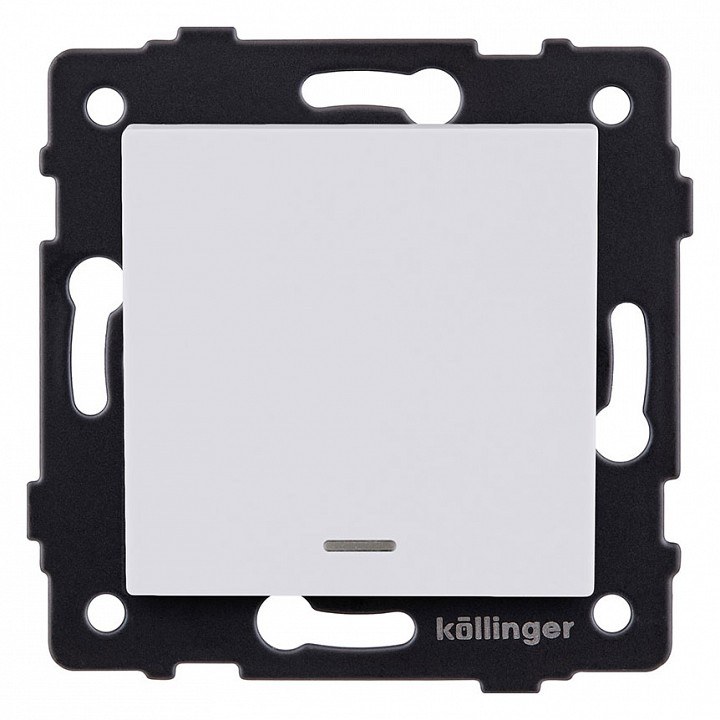 Выключатель 1-клавишный 10А/250В с LED подсветкой, белый матовый Kollinger для Aspekt, Eleganz, Reflex