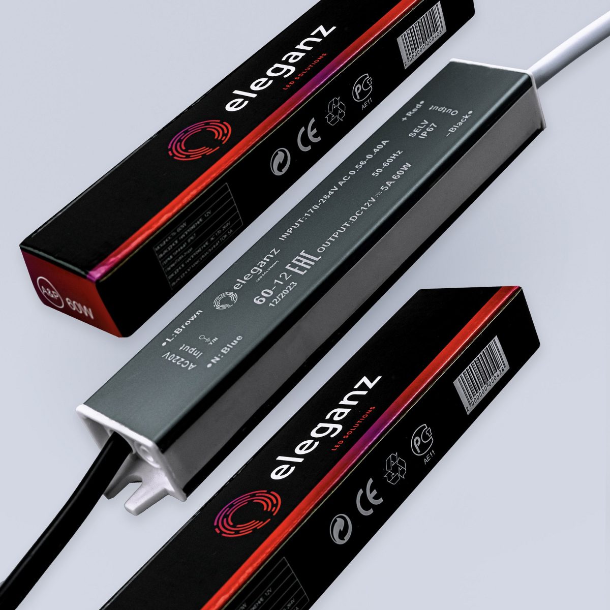 12V Блок питания 60W герм. IP67