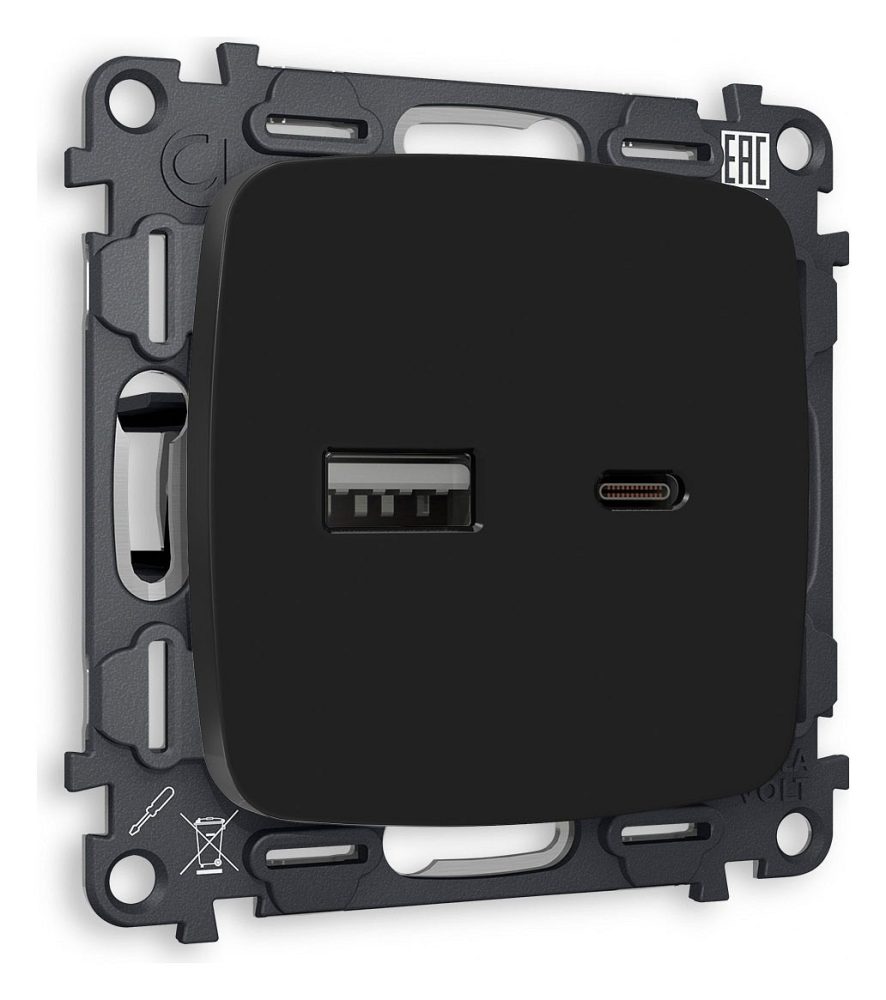 Розетка 2хUSB type A и C без рамки Ambrella Volt OMEGA MO811010