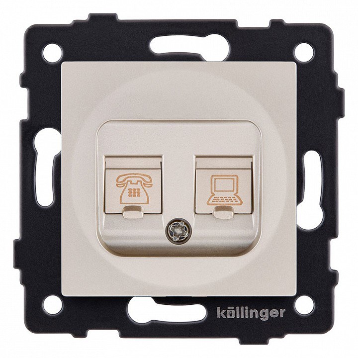 Розетка двойная RJ11 + RJ45 Cat.6, золотой Kollinger для Aspekt, Eleganz, Reflex