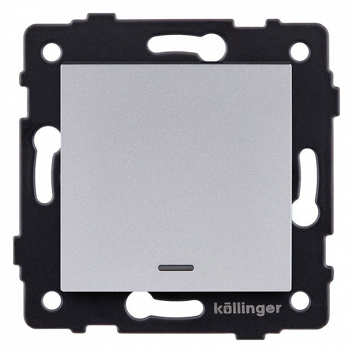 Выключатель 1-клавишный 10А/250В с LED подсветкой, серый Kollinger для Aspekt, Eleganz, Reflex