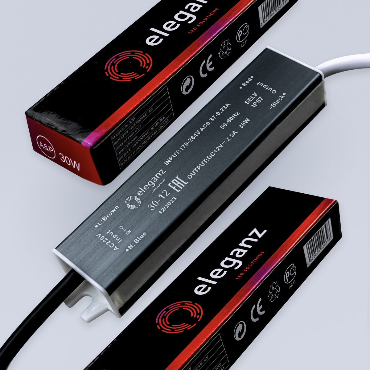 12V Блок питания 30W герм. IP67