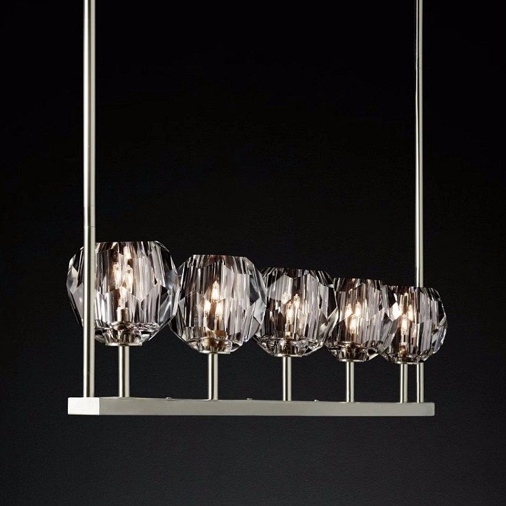Люстра RH Boule De Cristal Linear Chandelier 5 Nickel