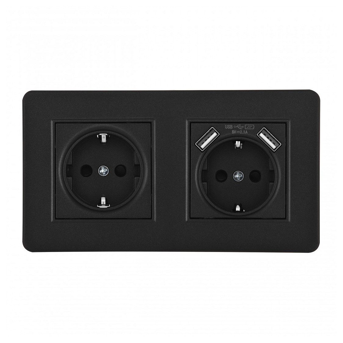 Розетка с заземлением и со шторкой и 2хUSB Arte Milano SET16-2 SET16-2-47-1-40-1 black