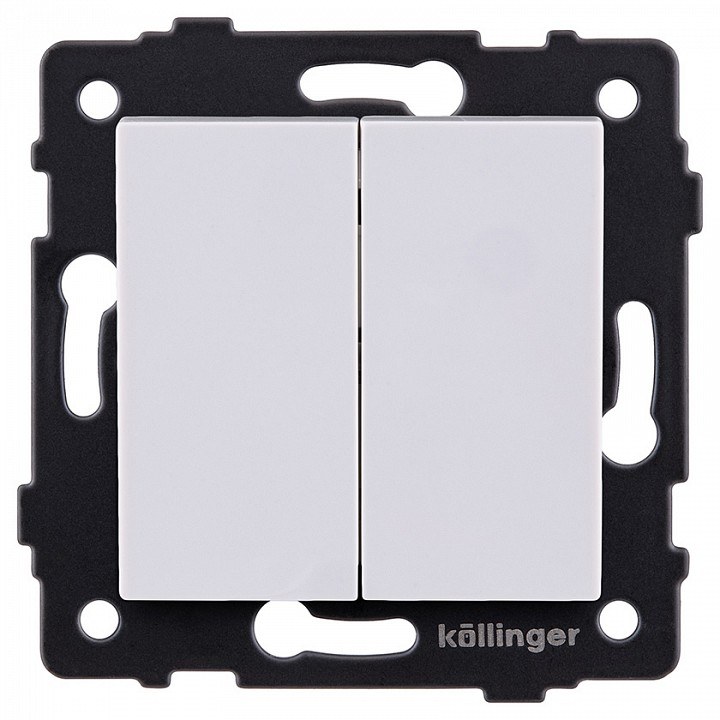 Выключатель перекрестный двухклавишный без рамки Kollinger Reflex REA-704WH