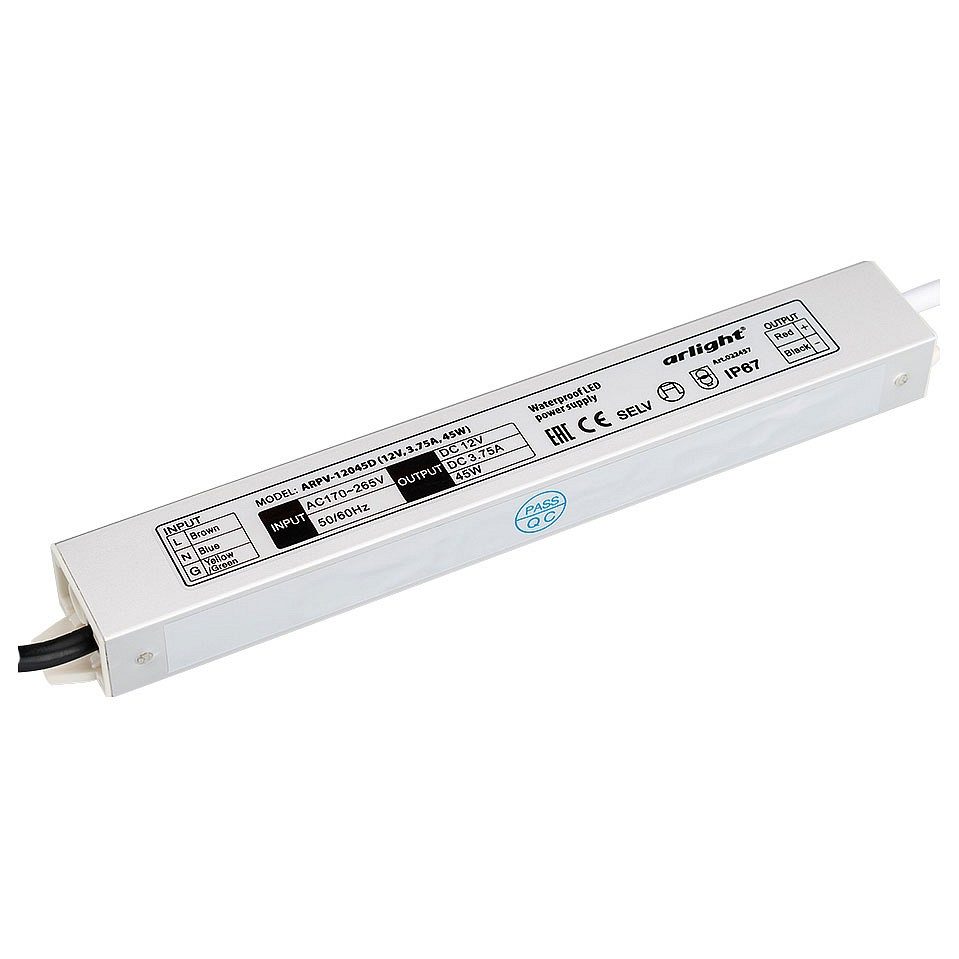 Блок питания ARPV-12045-D (12V, 3.8A, 45W) (Arlight, IP67 Металл, 3 года)