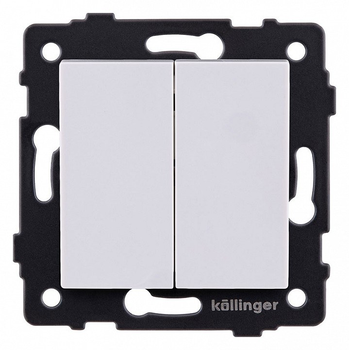 Выключатель 2-клавишный проходной 10А/250В, белый Kollinger для Aspekt, Eleganz, Reflex