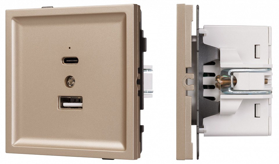 Розетка 2хUSB type A и C без рамки Arlight SCT-TENDO 054097