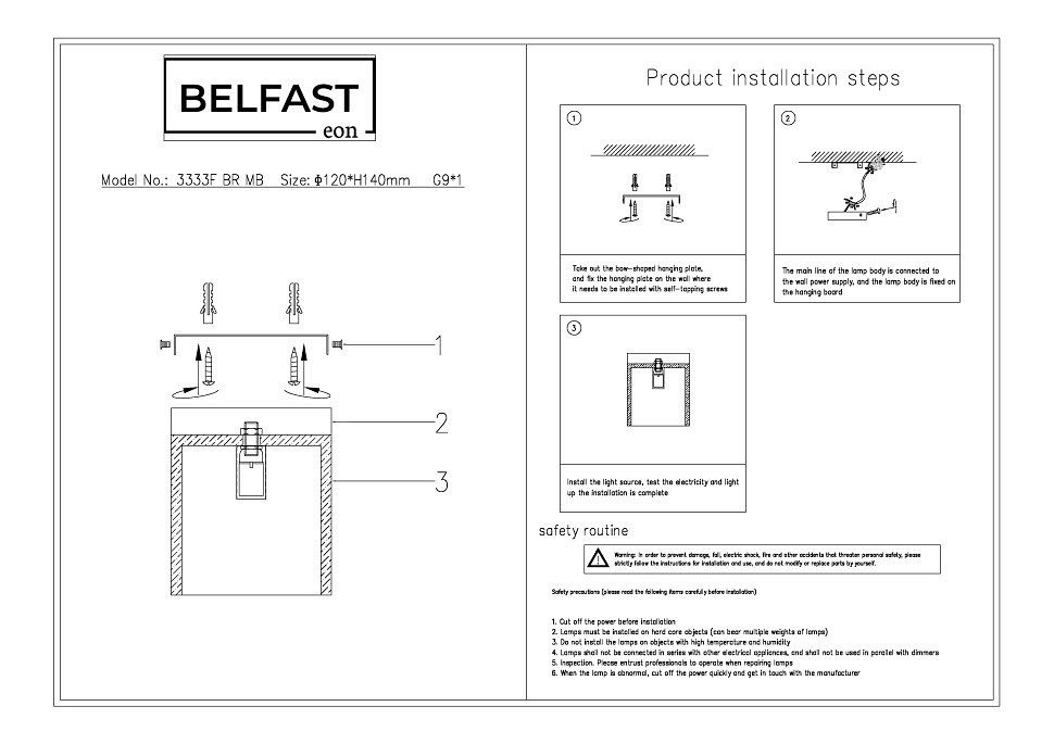 Накладной светильник Belfast Ravenhill 3333F BR MB