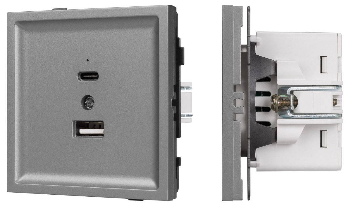 Розетка 2хUSB type A и C без рамки Arlight SCT-TENDO 054096