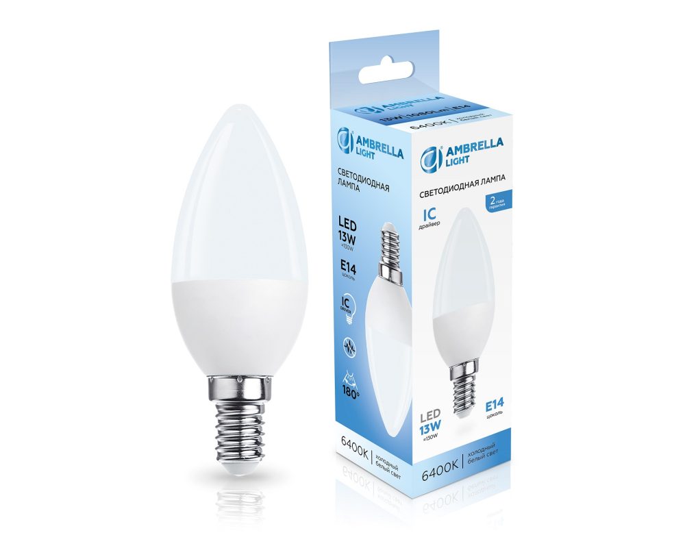Лампа светодиодная Ambrella Light C37 E14 13Вт 6400K 371316