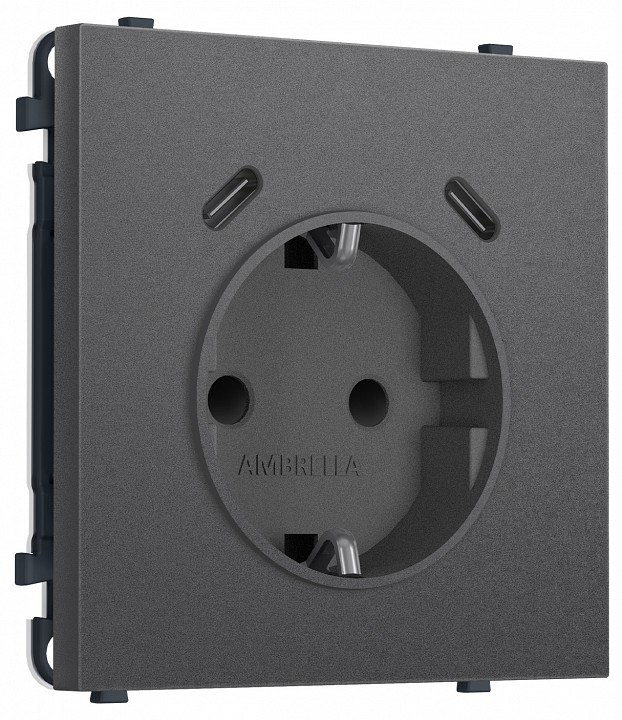 Розетка с заземлением и со шторкой и 2хUSB C, без рамки Ambrella Volt MS MS660510