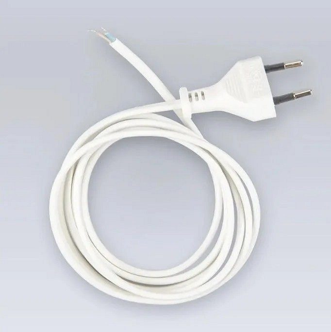 Сетевой шнур с ВИЛКОЙ (2х0.5, длина 1.8м) - 220v Белый.